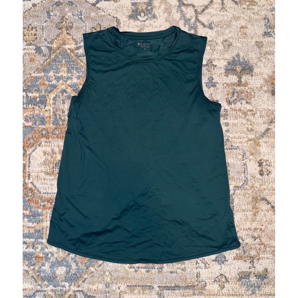 Athleta Womens Small Teal Green Sleeveless Tulip Back Workout Training Tank Top